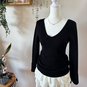 White House Black Market Black V-Neck Sweater